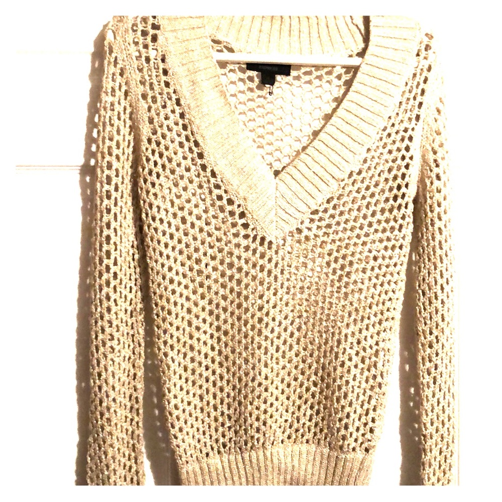 Ivory/cream knit sweater w/ gold accents, sz small